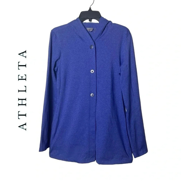 1645. ATHLETA LONG SLEEVE CARDIGAN‎ HOODIE SNAP BUTTONS HOODED SIZE MEDIUM - Picture 1 of 9